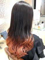 アズール 草加(azule)&nbsp;裾カラー　ブリーチ　オレンジ