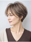 大人ショート 白髪ぼかし 脱白髪染め ハイライト40代50代60代