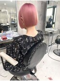 ハッシュカットグレージュデザインカラーツートンカラー