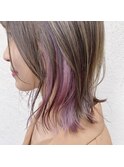 インナーカラー　ピンクパープル　ボブインナーカラー