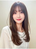大人可愛いロングレイヤーカット*グレージュカラー前髪あり