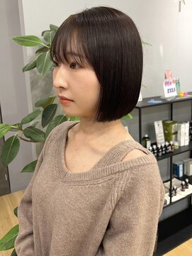 ジアン バイ ミルボン NU茶屋町+(GIEN by milbon) 大人ツヤ髪ミニボブ/切りっぱなしボブ/梅田ボブ/大阪ボブ