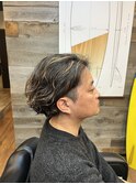 メンズロングハイライト特殊パーマ