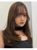 韓国ヘアーハッシュカットレイヤーカットハイライトカラー