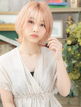 カバーヘア イヴ 戸頭店(COVER HAIR EVE) 韓国風ネオウルフハイトーンカラー外ハネボブc5戸頭10代20代30代