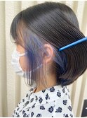 ボブ　イヤリングカラー　ブルー