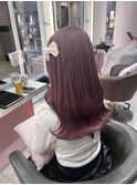 ピンクベージュ × ウェーブ巻き♪ / ブリーチダブルカラー