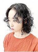 【松戸 藤原】黒髪ミディアムパーマ大人かわいい