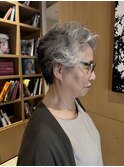 大人美人ショートボブパーマウルフパーマアッシュベージュ