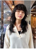レイヤーロング/前髪/ニュアンスパーマ/顔周りカット/20代30代