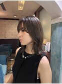 ○コテ巻き風パーマミディアムレイヤー韓国巻き風顔周りカット2