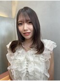 ミルクティーベージュ/レイヤーボブ韓国巻き顔周りカット/北千住