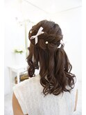 編み込みガーリーハーフアップ　ヘアセット