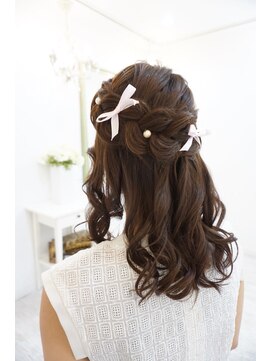 ヘアアンドメイクジップ恵比寿 (Hair＆Make ZIP) 編み込みガーリーハーフアップ　ヘアセット