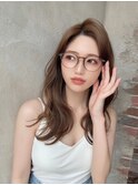 20代30代大人かわいいセミロングヘア★クリスタルベージュ