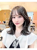 2wayバング 韓国前髪 シースルー ミディアム くびれヘア 顔周り