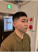 MEN'S HAIRウルフアッシュブラックカルマパーマベリーショート