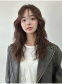 レイヤーミディアム韓国ヘアヒッピーパーマフェミニンカラー