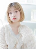 ハイトーン/ホワイトベージュ/顎ラインボブ/丸みボブ/ブリーチg
