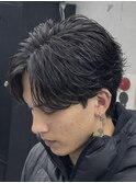 大人フェザーショートパーマセンターパート