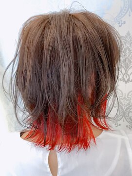 アンフィニワイズ ウェルディ長泉店(Infini-Y's) インナーカラーアプリコットオレンジ&ミルクティー