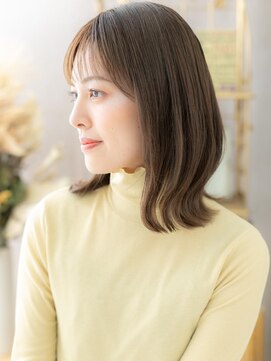 カバーヘア ブリス 志木南口駅前店(COVER HAIR bliss) シースルーバングカーキベージュ小顔ミディa志木20代30代40代