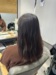 ピンクブラウン/セミロング/艶髪/髪質改善