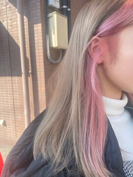 ヘアーリゾートガーデン 南柏店(Hair Resort Garden) イヤリングカラー×ホワイトベージュ×ライトピンク