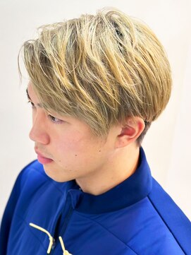インタークロス 20代30代メンズダブルカラーアッシュベージュツーブロック
