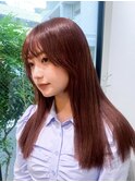 暖色カラーフェミニンロング似合わせカットウェーブミディアム