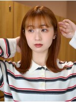 ガーデンヨコハマエスト(GARDEN YOKOHAMA est)&nbsp;ミディアム　デジタルパーマ風ワンカール　オレンジベージュ