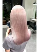 ホワイトグレージュデジタルパーマピンクヘアレイヤーカット