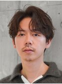 心斎橋フェザーパーマ毛流れセンターパートカルマパーマ強め30代