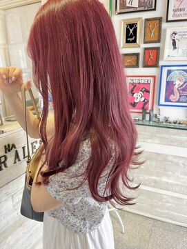 ヘアー アレス(hair ales) レッドカラー　赤髪　ダークチェリーカラー