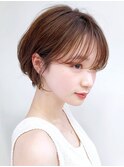 丸みが可愛いショート/ケアブリーチ/ハイライト/縮毛矯正/カラー