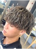 メンズハイライトカラーメンズメッシュ波巻きスパイラルパーマ
