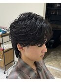 フェザーパーマニュアンスパーマセンターパートワンカールパーマ