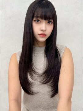 エジョン 三鷹店(Aejon) 顔まわりレイヤーカット姫カットレイヤーアプリコットオレンジ