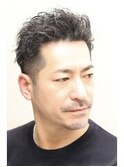 ツイストスパイラルパーマツーブロック刈り上げショートバーバー
