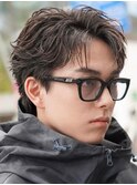 メンズシースルーマッシュニュアンスパーマシャドウパーマテテ風