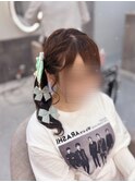 編み込みサイドポニー
