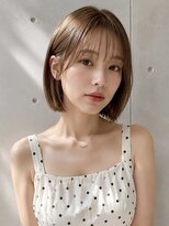 ノア 三宮店(NOA)&nbsp;【NOA】シースルーバング切りっぱなしボブ透明感ベージュカラー