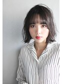切りっぱなしボブ×シースルーバング×外ハネ