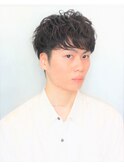 スリークショートコンマバングツーブロック束感ヘアウェットヘア