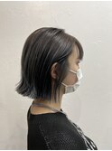 【透明感】グレイアッシュ ボブ/チャコールグレー/暗髪