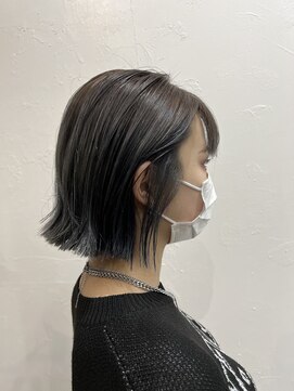 ヘアデザイン マノス(hair design mano's) 【透明感】グレイアッシュ ボブ/チャコールグレー/暗髪