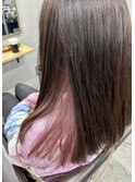 ケアブリーチハイトーンカラーピンクヘアーインナーカラー