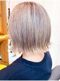 20代30代40代ショートボブハイライト立体感アッシュベージュ