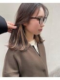 インナーカラー×ベージュ