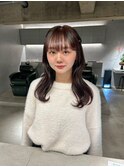 デザインカラーレイヤーカットウェットヘア夏オリーブベージュ